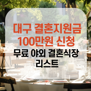 대구 결혼지원금 100만원 신청 및 무료 야외 결혼식장 리스트
