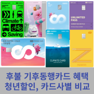 후불 기후동행카드 혜택 및 청년할인, 카드별 혜택 비교 